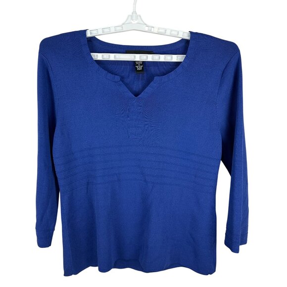 Cable & Gauge Womens Blue V-Neck Long Sleeve Top Size XL Viscose/Nylon - Picture 1 of 4